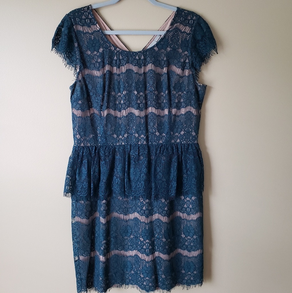 Anthropologie Maeve teal lace dress